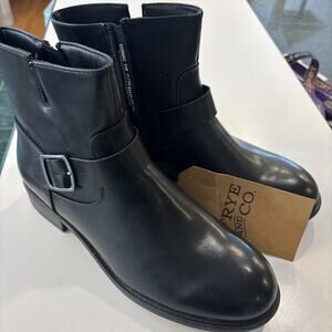 Frye and Co. Black Moto Stacked Heel Faux Leather Boots Women’s Size 11M